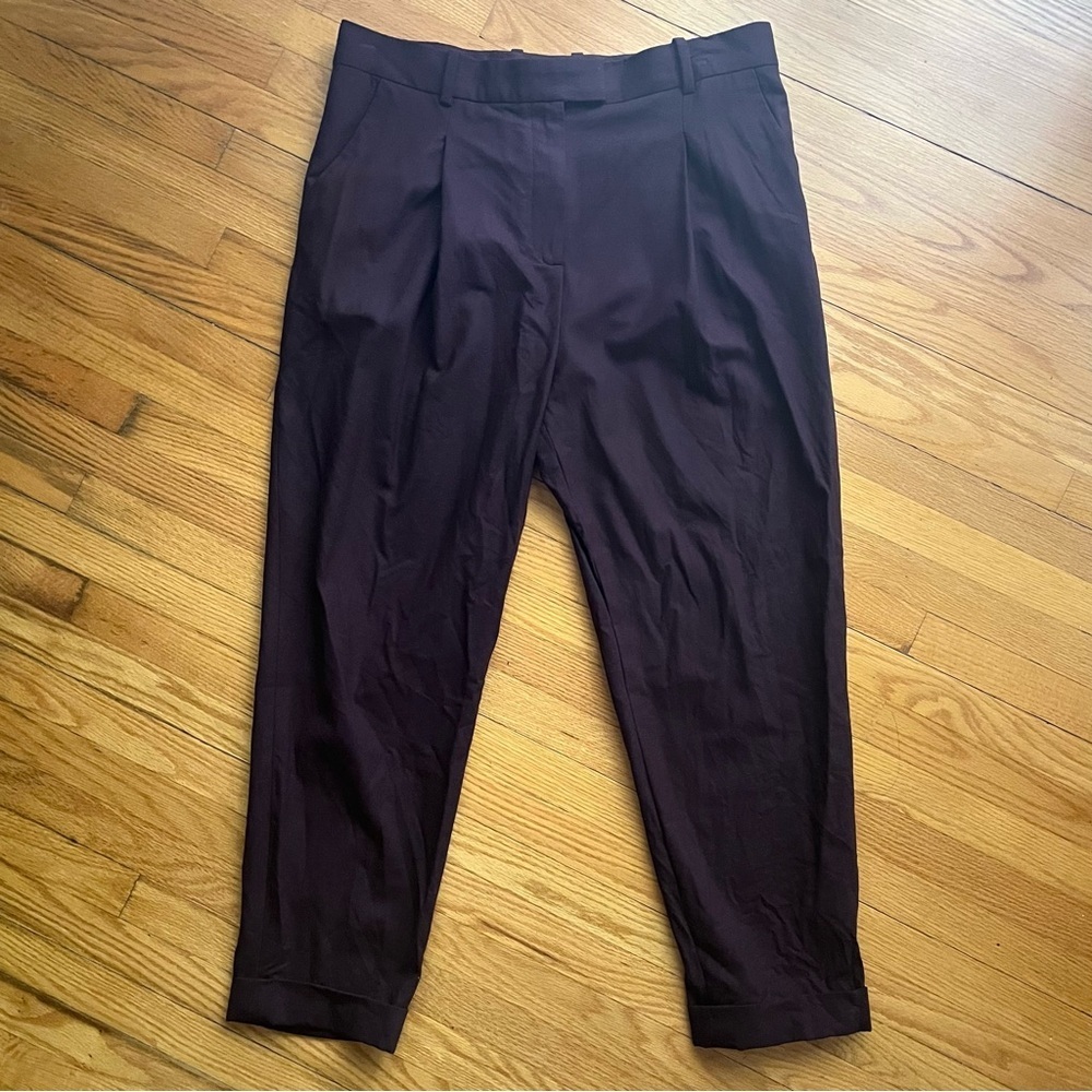 COS Burgundy Wool Blend Tapered Trouser Pants Size 8
